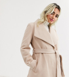 Кремовое пальто с запахом Miss Selfridge Petite-Кремовый