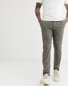 Узкие серые брюки в клетку Jack & Jones-Серый