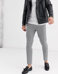 Строгие брюки скинни в черно-белую ломаную клетку Burton Menswear-Черный