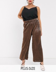 Широкие плиссированные брюки Vero Moda Curve-Медный