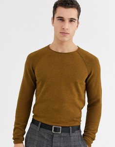Коричневый джемпер с круглым вырезом Selected Homme