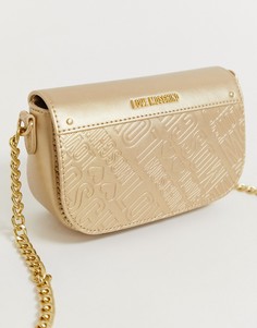 Сумка через плечо с эффектом металлик и тиснением Love Moschino-Золотой