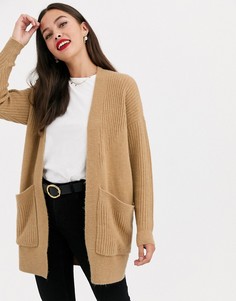 Бежевый длинный кардиган Miss Selfridge-Светло-коричневый