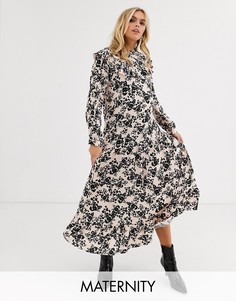 Розовое платье миди с цветочным принтом Topshop Maternity-Розовый