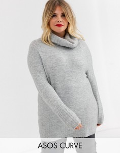Серый джемпер с высоким воротником New Look Curve