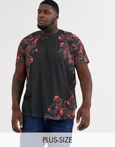 Черная футболка с цветочным принтом Burton Menswear Big & Tall-Черный