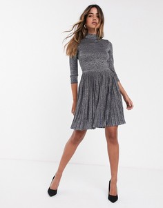 Блестящее платье мини с высоким воротником Ted Baker Noaleen-Синий