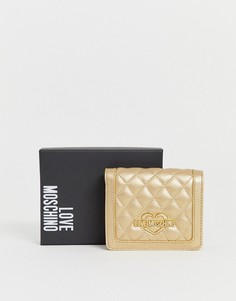Стеганый кошелек металлик из искусственной кожи Love Moschino-Золотой