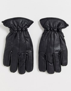 Черные кожаные перчатки Bellfield-Черный