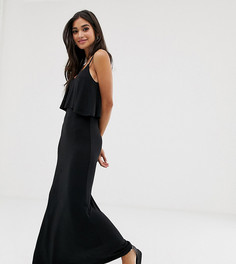 Трикотажное ярусное платье макси New Look Petite-Черный