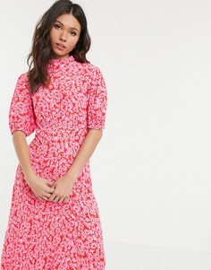 Платье миди с цветочным принтом и короткими рукавами Ghost luella-Розовый
