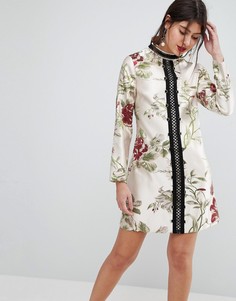 Платье мини А-силуэта с цветочным рисунком ASOS PREMIUM-Мульти