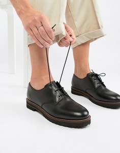 Кожаные туфли со шнуровкой на плоской подошве ASOS DESIGN-Черный