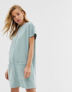 Мягкое платье-футболка с эффектом изнаночных швов ASOS DESIGN-Зеленый