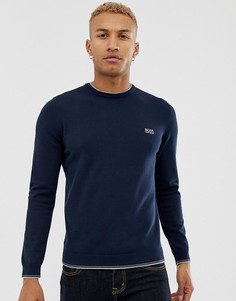 Темно-синий джемпер с круглым вырезом и логотипом BOSS Athleisure