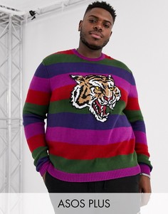 Вязаный джемпер в полоску ASOS DESIGN Plus-Мульти