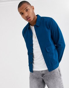 Синяя рубашка с двумя карманами Topman-Синий