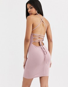 Платье мини на бретелях ASOS DESIGN-Бежевый