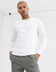 Белый свитшот в рубчик ASOS DESIGN