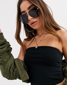 Черные массивные солнцезащитные очки-авиаторы ASOS DESIGN-Черный