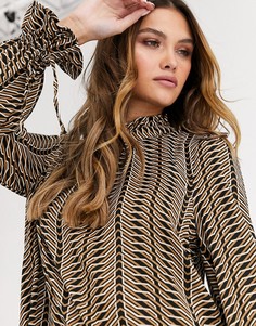 Блузка с геометрическим принтом Vero Moda-Бежевый