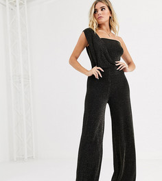 Эксклюзивный золотистый комбинезон на одно плечо Missguided-Черный