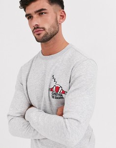 Новогодний серый свитшот с круглым вырезом и принтом Jack & Jones Originals