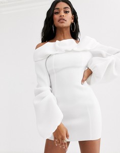 Платье мини с длинными рукавами ASOS DESIGN-Белый