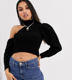 Джемпер с высоким воротом и вырезом ASOS DESIGN Petite-Черный