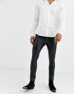 Черные джинсы скинни из искусственной кожи с покрытием ASOS DESIGN-Черный