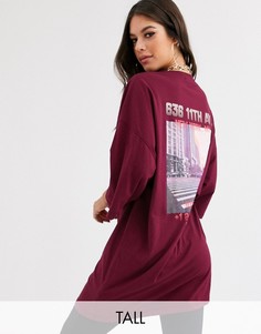 Бордовая oversize-футболка с принтом Missguided Tall-Красный