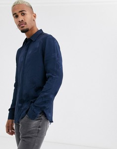 Темно-синяя рубашка с цветочным принтом Topman Premium-Темно-синий