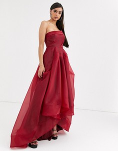 Красное пышное платье макси Bariano-Красный