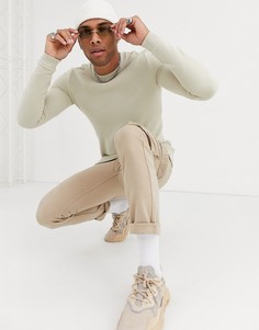 Бежевый свитшот в рубчик ASOS DESIGN