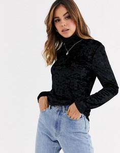 Бархатный топ с высоким воротом Glamorous-Черный
