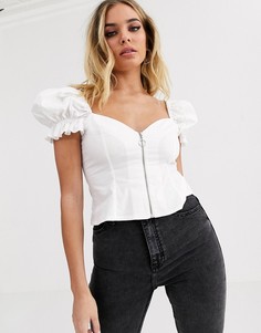 Хлопковый топ-корсет с короткими рукавами ASOS DESIGN-Черный