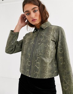 Зеленая куртка со змеиным принтом Topshop-Зеленый