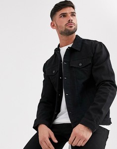 Черная джинсовая куртка классического кроя New Look-Черный