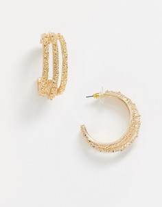 Золотистые фактурные серьги-кольца ASOS DESIGN-Золотой