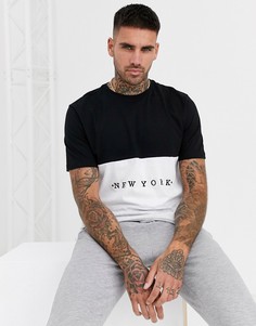 Черная футболка в стиле колор блок New Look-Черный