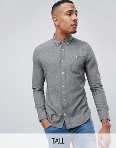 Фланелевая рубашка на пуговицах с узором в ломаную клетку и карманом D-Struct TALL-Черный