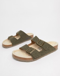 Сандалии цвета хаки Birkenstock Arizona doubleface-Зеленый