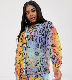 Свободная полупрозрачная рубашка со змеиным принтом ASOS DESIGN x glaad& Curve-Мульти