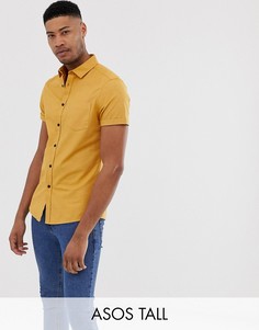 Повседневная приталенная оксфордская рубашка горчичного цвета ASOS DESIGN Tall-Желтый