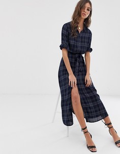 Платье-рубашка миди в клетку Vero Moda-Темно-синий