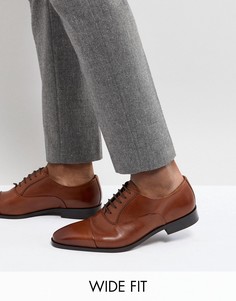 Светло-коричневые кожаные дерби для широкой стопы со вставкой на носке Dune-Светло-коричневый