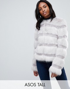 Фактурная шуба из искусственного меха ASOS DESIGN Tall-Серый