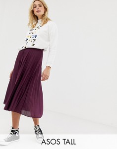 Плиссированная трикотажная юбка миди из крепа ASOS DESIGN Tall-Мульти
