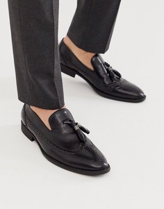 Черные кожаные лоферы из искусственной кожи с перфорацией ASOS DESIGN-Черный