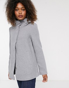 Пальто с капюшоном из ткани с добавлением шерсти Vero Moda-Серый
